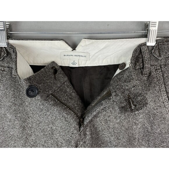 Banana Republic Women 29 Vintage Pants Wool Gray Herringbone Trouser Preppy Y2K - Picture 7 of 12